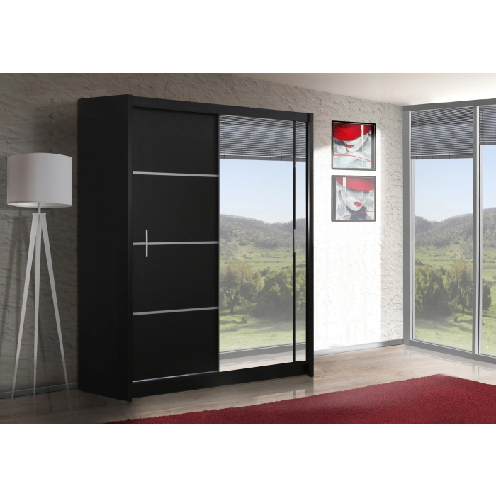Szafa Vista 150 czarny mat/ biały mat dąb sonoma